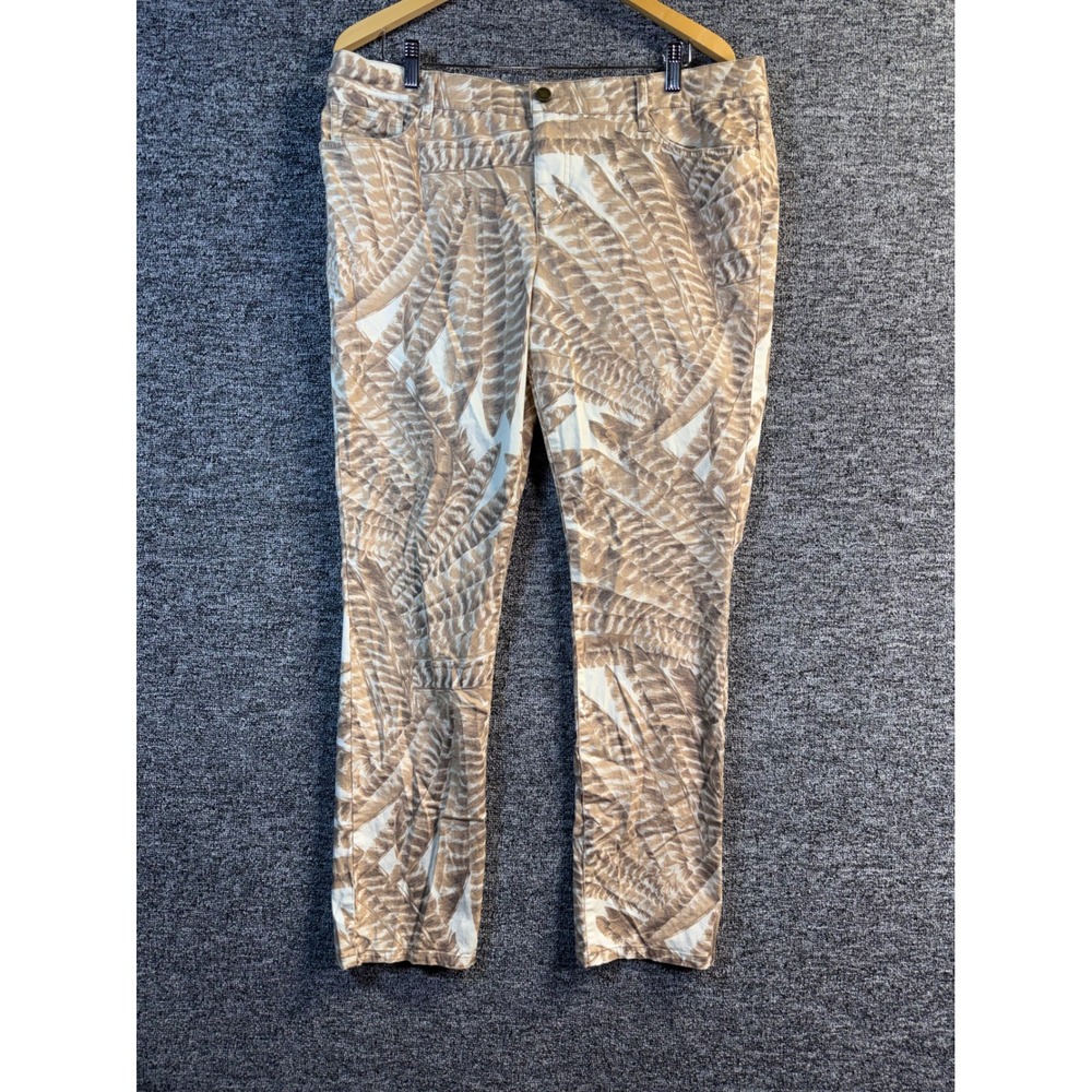 Lauren Ralph Lauren Tan Tropical Leaf Print Slim Leg Pants Womens 14 Stretch